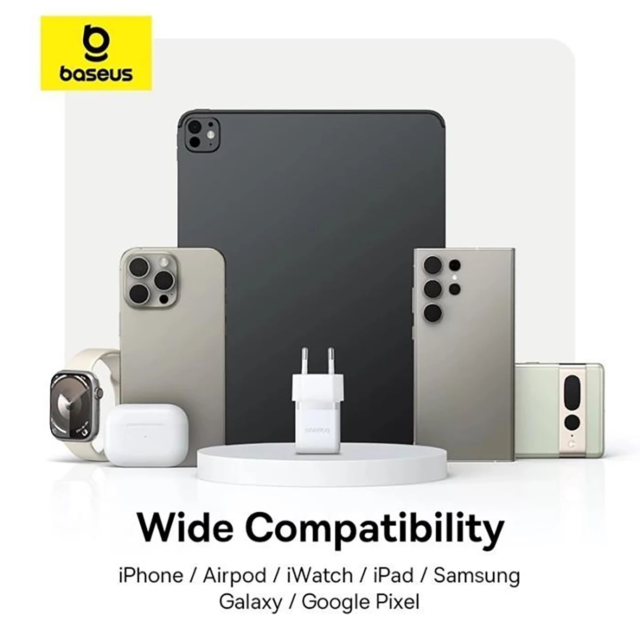 خرید  شارژر دیواری فست تایپ سی 30 وات بیسوس همراه با کابل دو سر تایپ سی