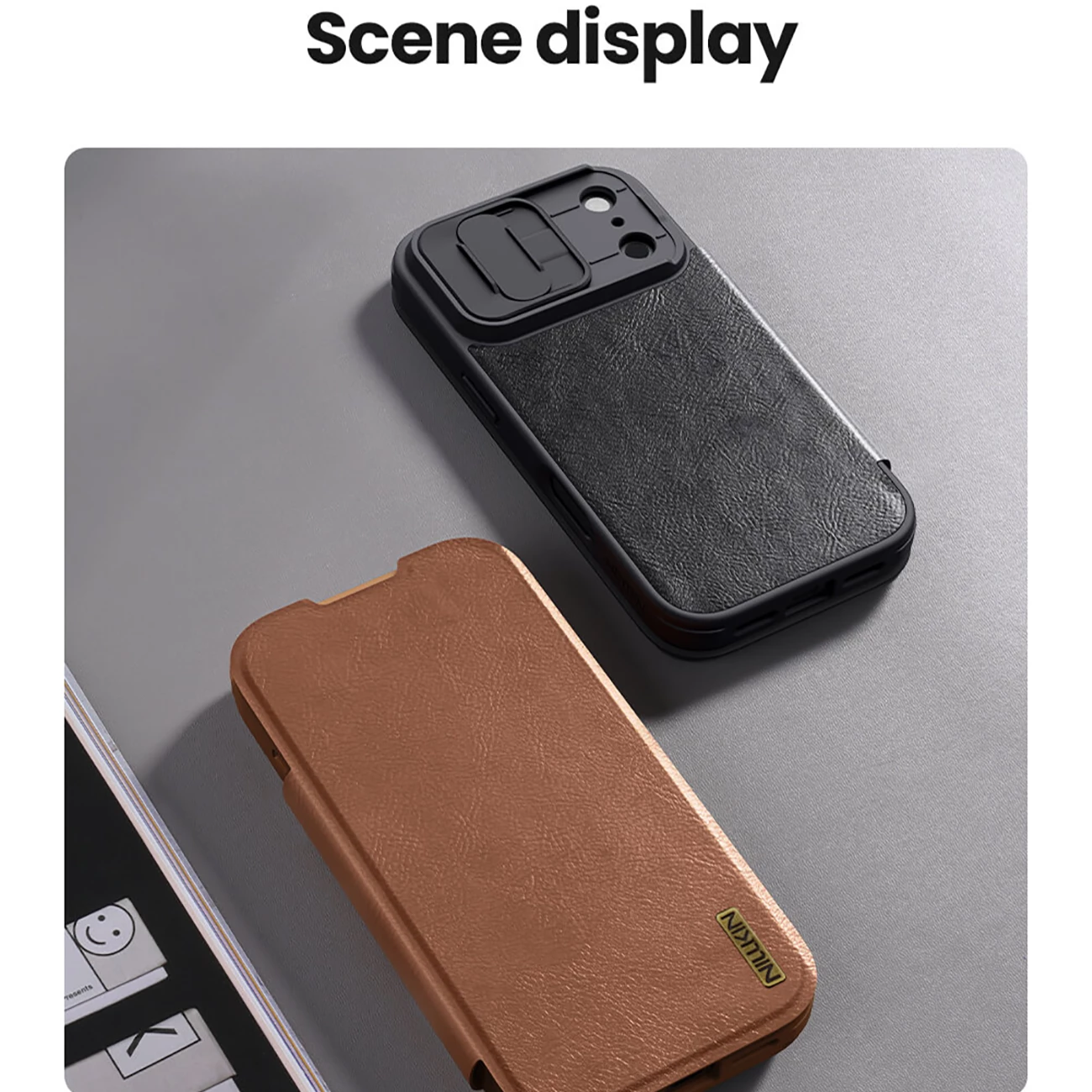 قیمت قاب چرمی کلاسوری آیفون 17 پرو نیلکین