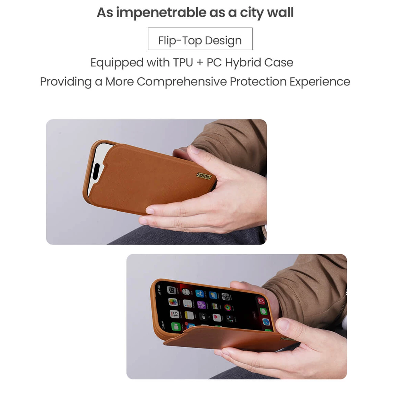 قیمت قاب چرمی کلاسوری آیفون 17 پرو نیلکین