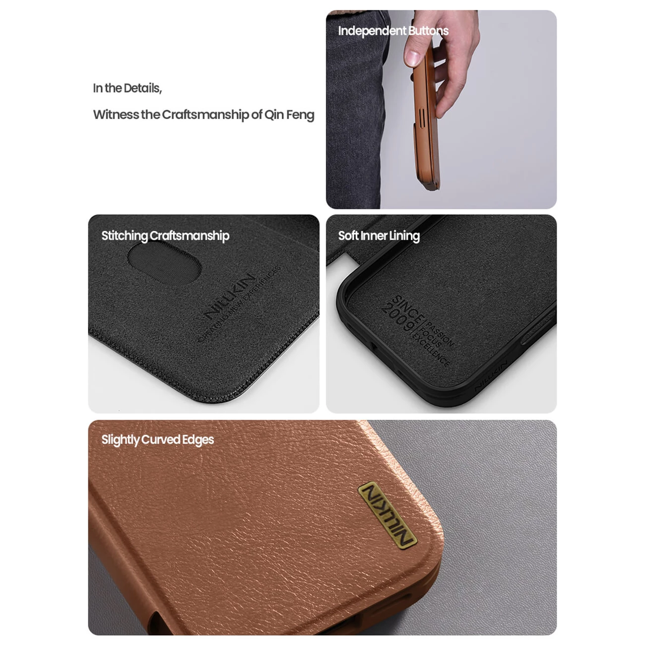 بهترین قاب چرمی کلاسوری آیفون 17 پرو نیلکین