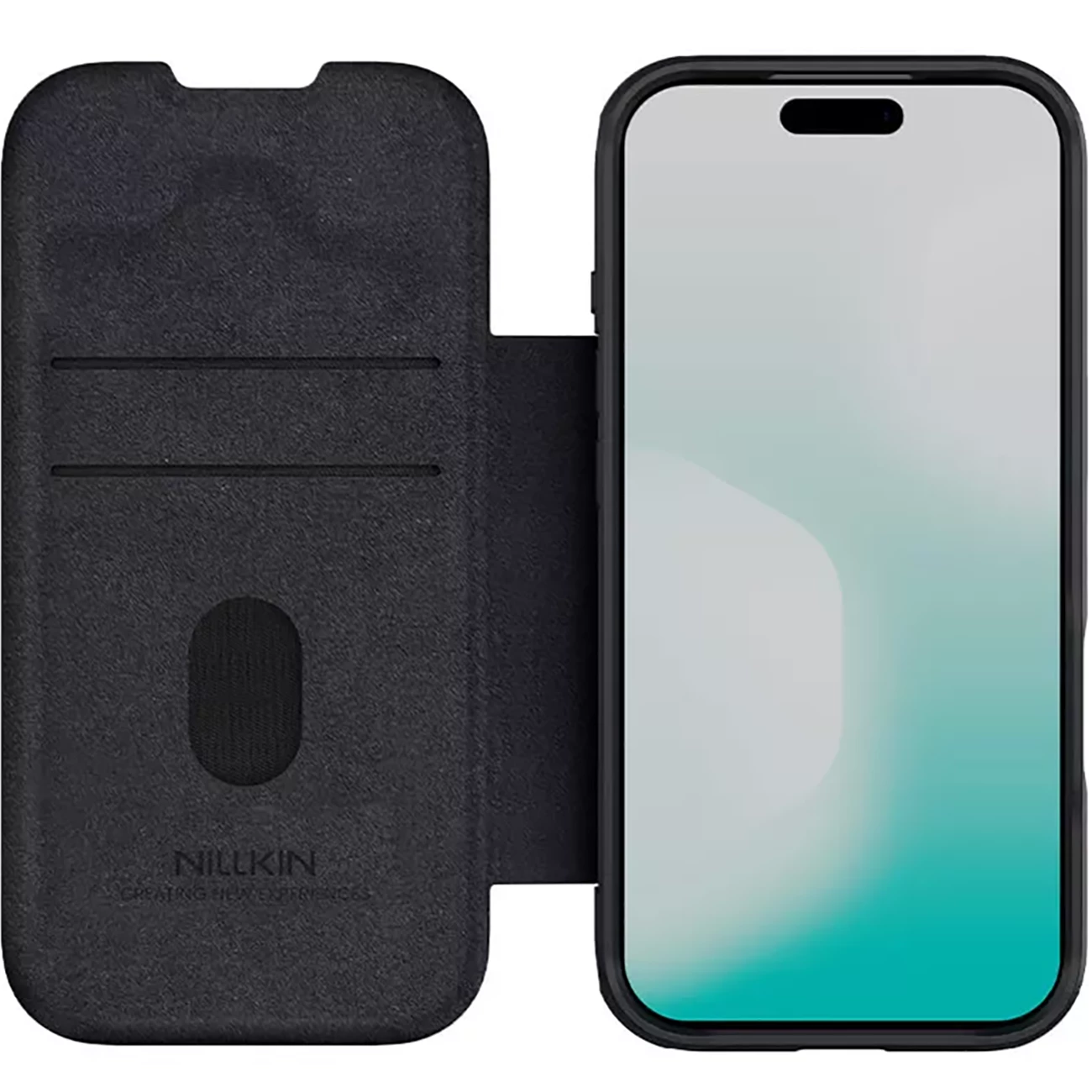 قیمت قاب چرمی کلاسوری آیفون 17 پرو نیلکین