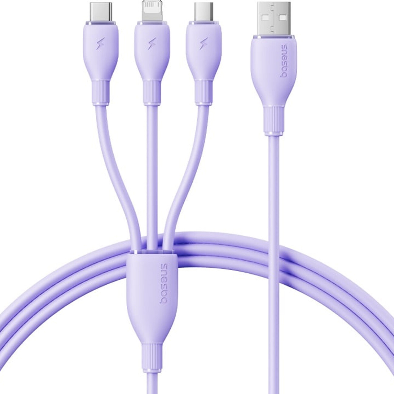 کابل بنفش یو اس بی به لایتنینگ، میکرو یو اس بی و تایپ سی بیسوس