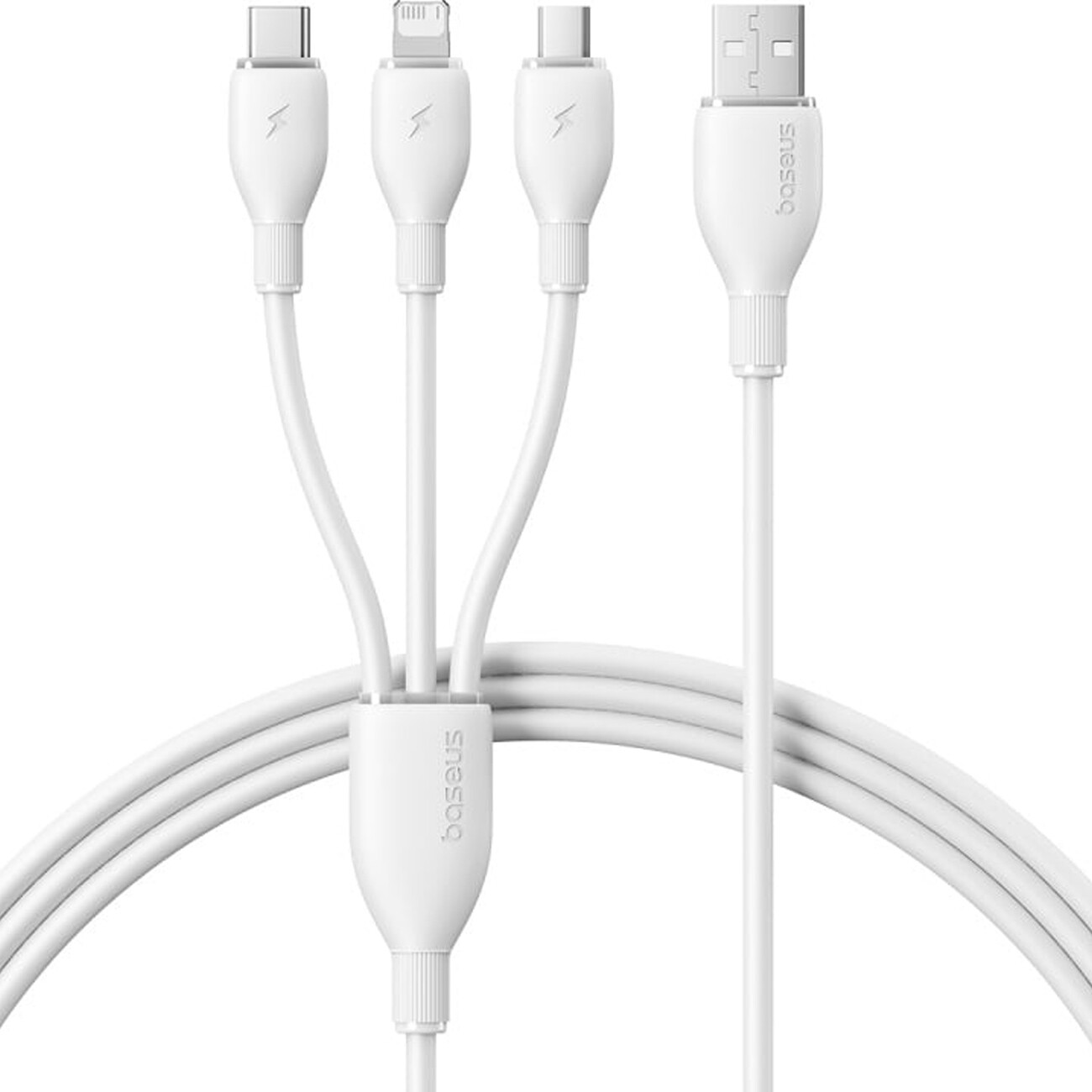 کابل سفید یو اس بی به لایتنینگ، میکرو یو اس بی و تایپ سی بیسوس