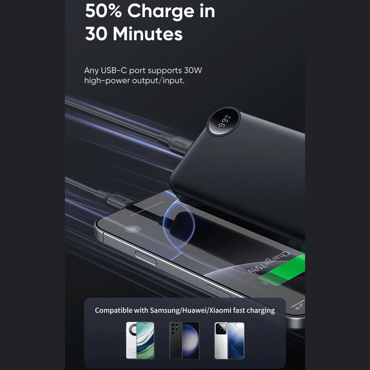 خرید پاوربانک تایپ‌سی و یو اس بی 30  وات  مک دودو