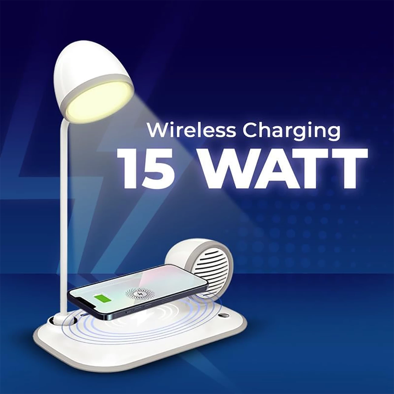 قیمت چراغ مطالعه رومیزی اسپیکر دار به همراه شارژر وایرلس 15 وات