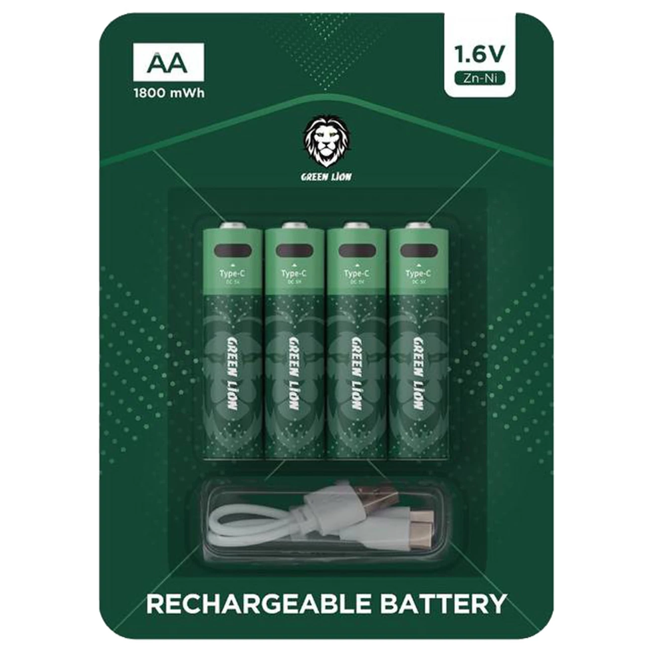 قیمت باتری قلمی آلکاین شارژی گرین لاین GNRGBAA ظرفیت 1800 میلی آمپر بسته 4 عددی