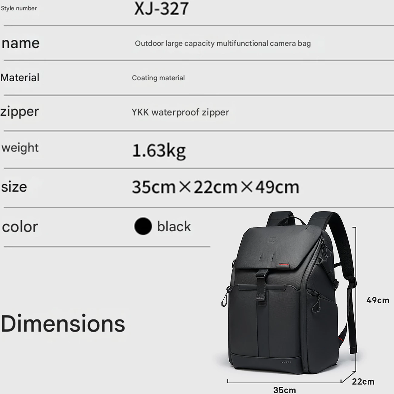 کوله‌پشتی لپ‌تاپ 15.6 اینچ و آیپد 13 اینچ ضدآب 37 لیتری بنج مخصوص حمل دوربین