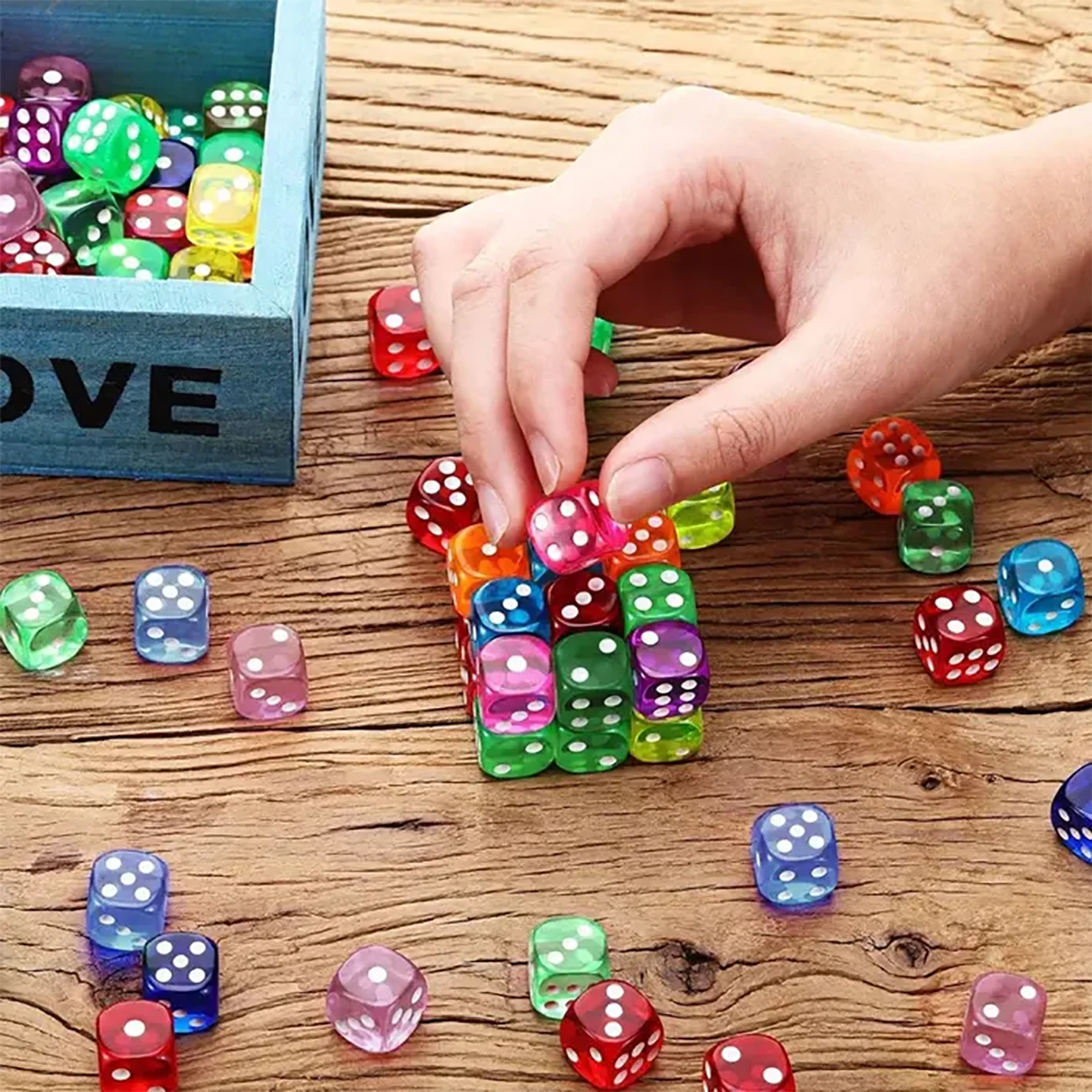 قیمت جعبه تاس کریستالی شفاف اکریلیک پک 50 عددی