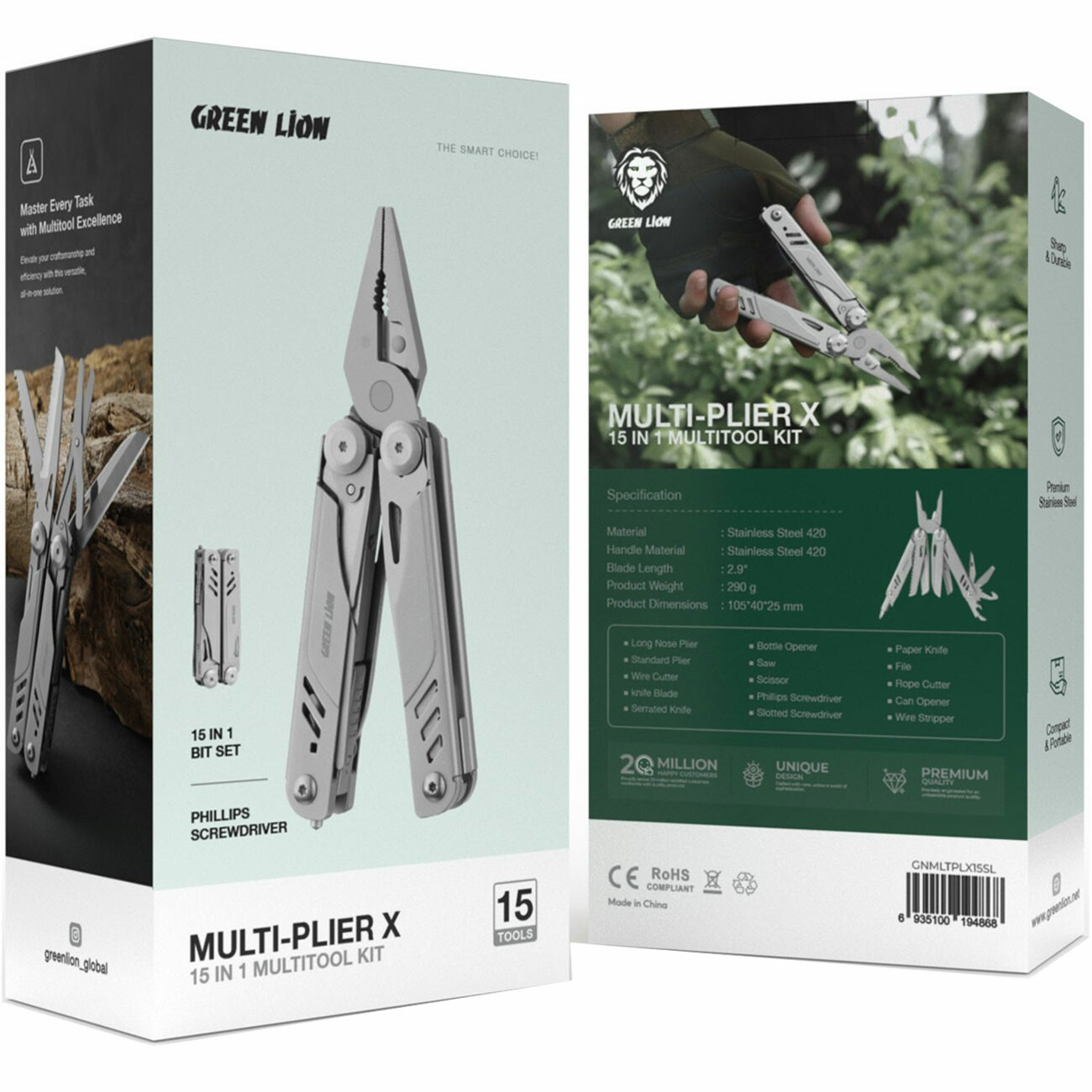 انبردست چندکاره گرین لاین ( Green Lion ) اصل 15 در 1 مدل GNMLTPLX15SL