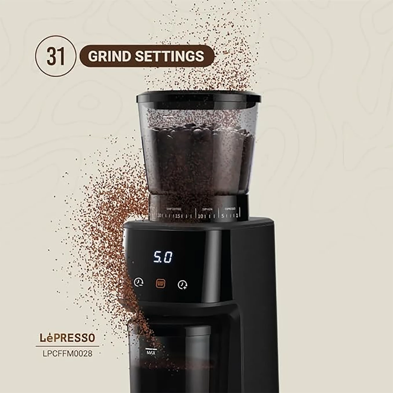 بهترین آسیاب قهوه لپرسو دیجیتالی تایمر دار