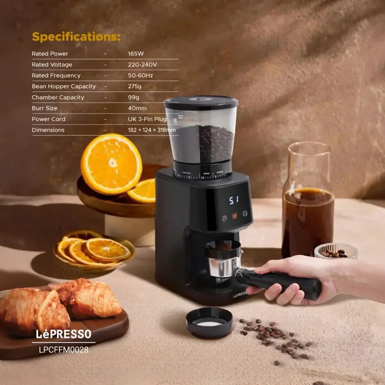 فروش آسیاب قهوه لپرسو دیجیتالی تایمر دار