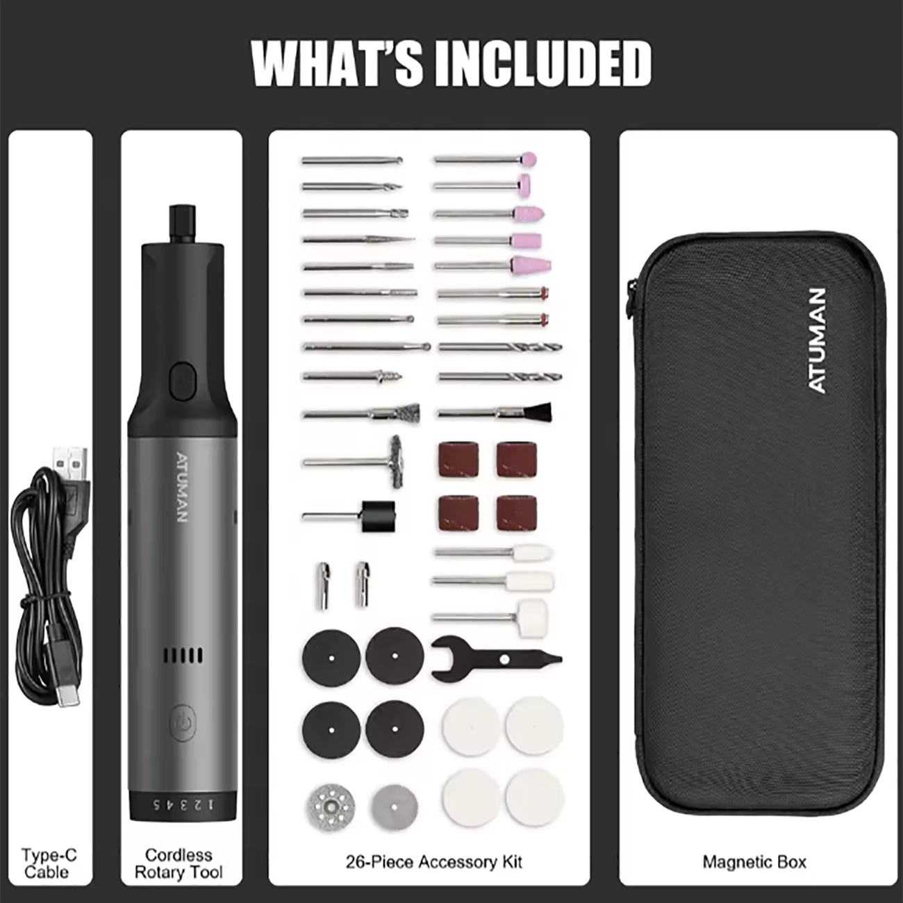 کیت ابزار چند منظوره قلم حکاکی و سنگ زنی برقی آتومن