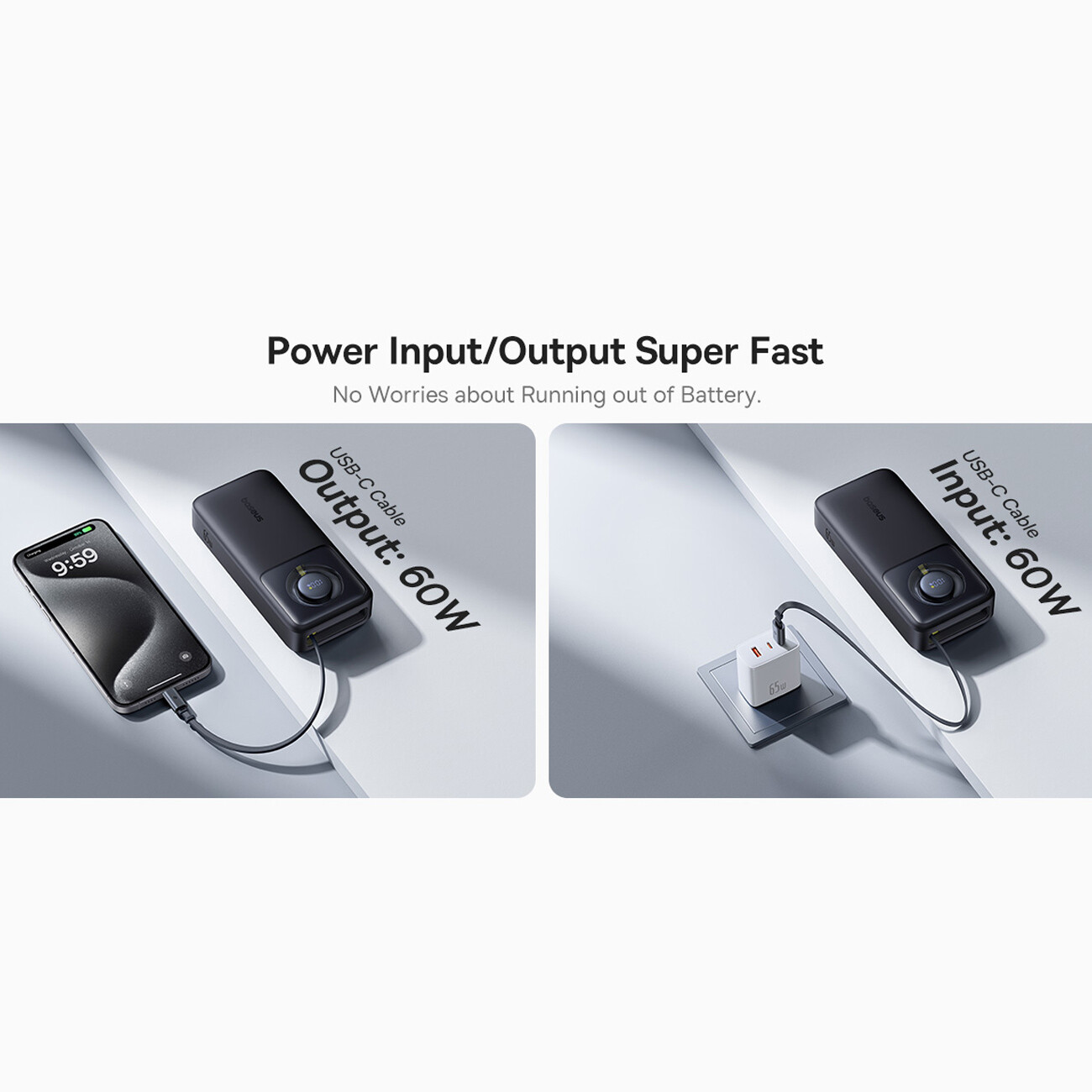 بهترین پاور بانک 20000 میلی آمپر ساعت 65 وات بیسوس