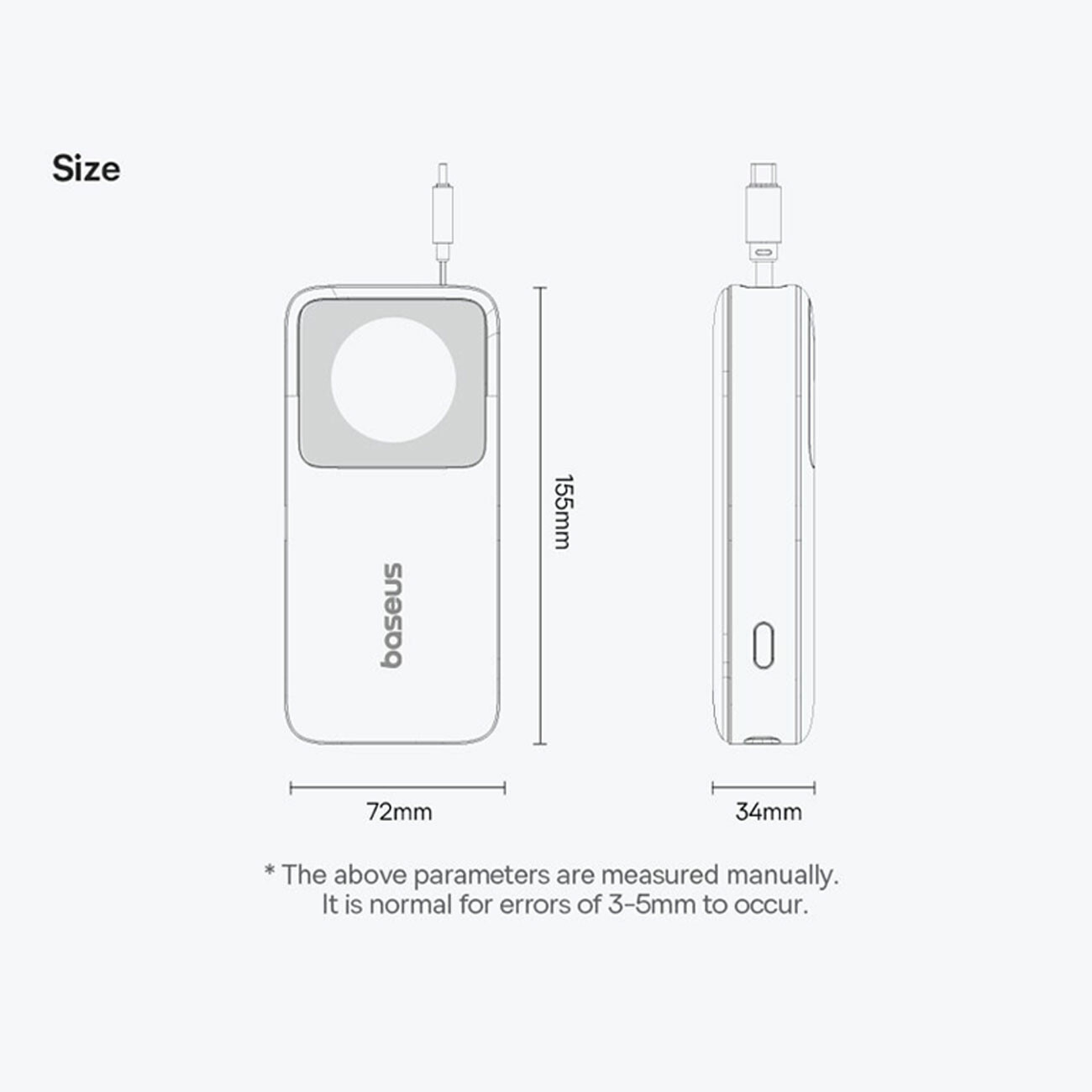 پاور بانک 20000 باسئوس Baseus اصل 65 وات مدل P10073700123 با کابل