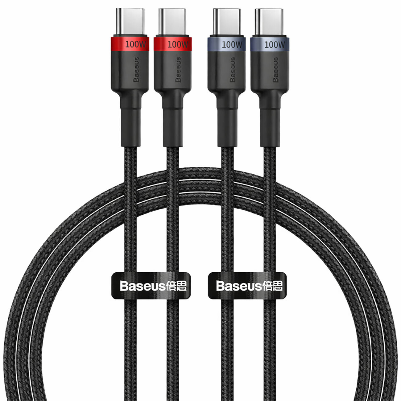 کابل تایپ سی 100 وات بیسوس Baseus یک متری مدل P10318306003 پک 2 عددی