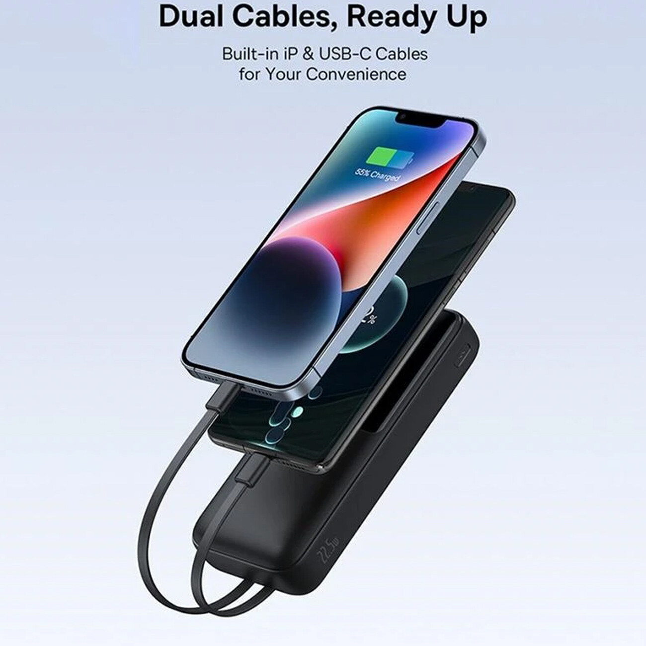 خرید پاوربانک 20000 میلی آمپر ساعت 22.5 وات بیسوس  به همراه کابل تایپ سی و لایتنینگ