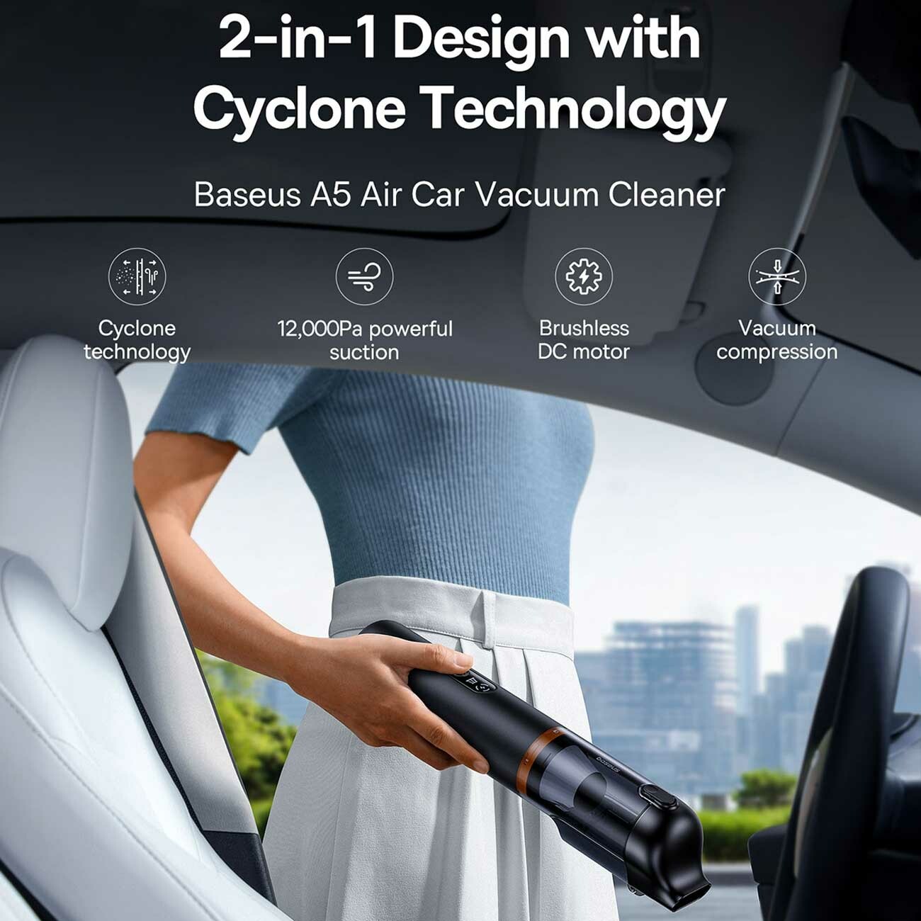 جارو شارژی قابل حمل بیسوس Baseus A5 Air Car Vacuum Cleaner C30459500111-00