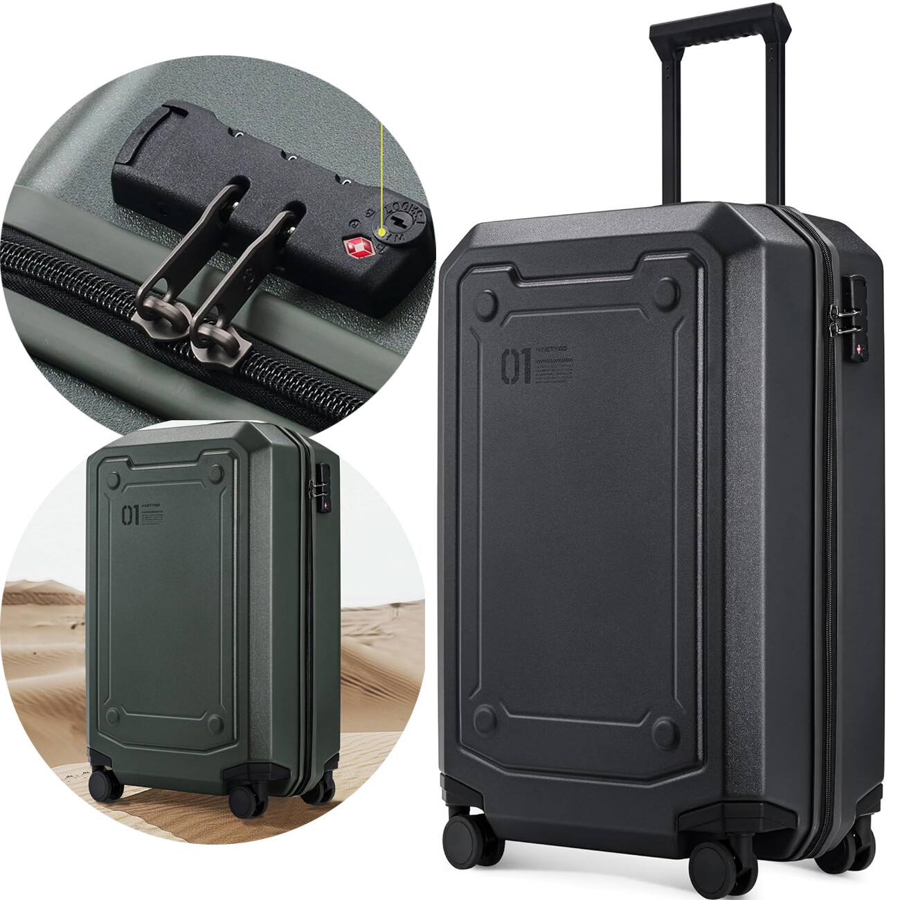 چمدان ناین تیگو NINETYGO مدل Travel Suitcase قفل دار 25 اینچی