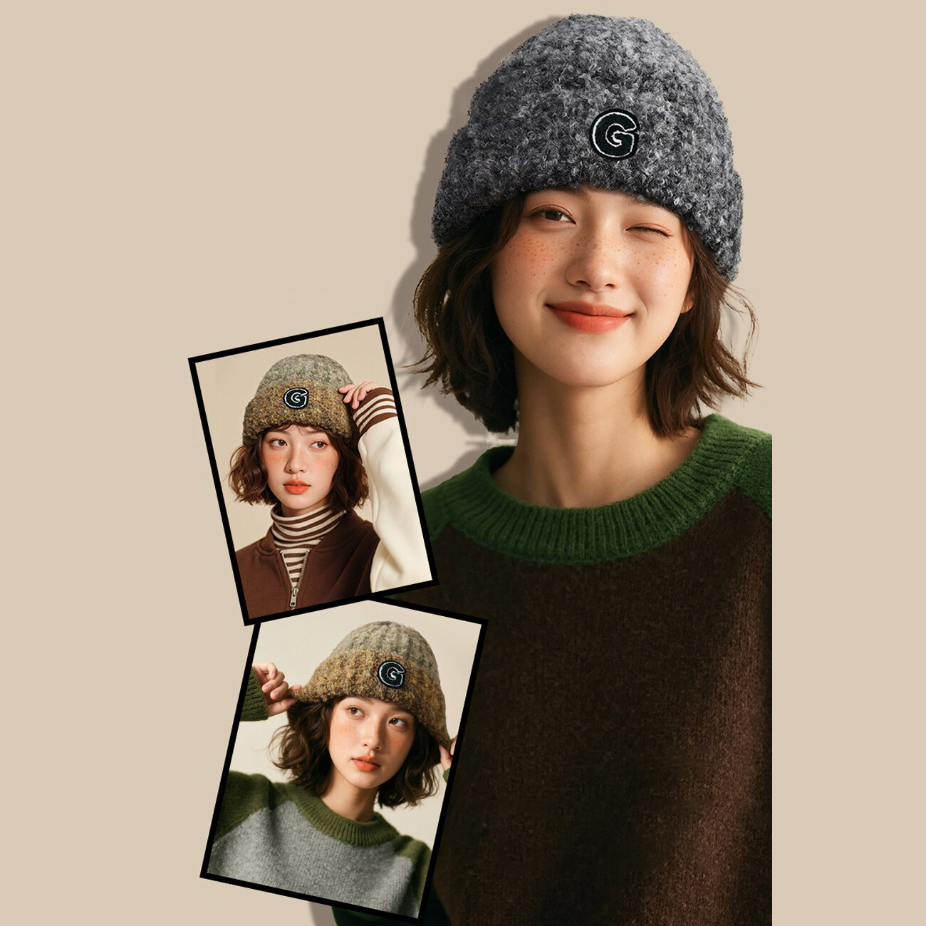 کلاه بافتنی دخترانه جی دی