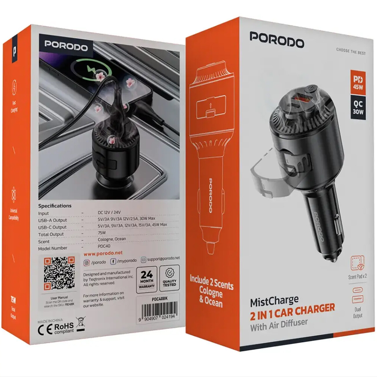 قیمت شارژر خودرویی و آروماتراپی  پورودو