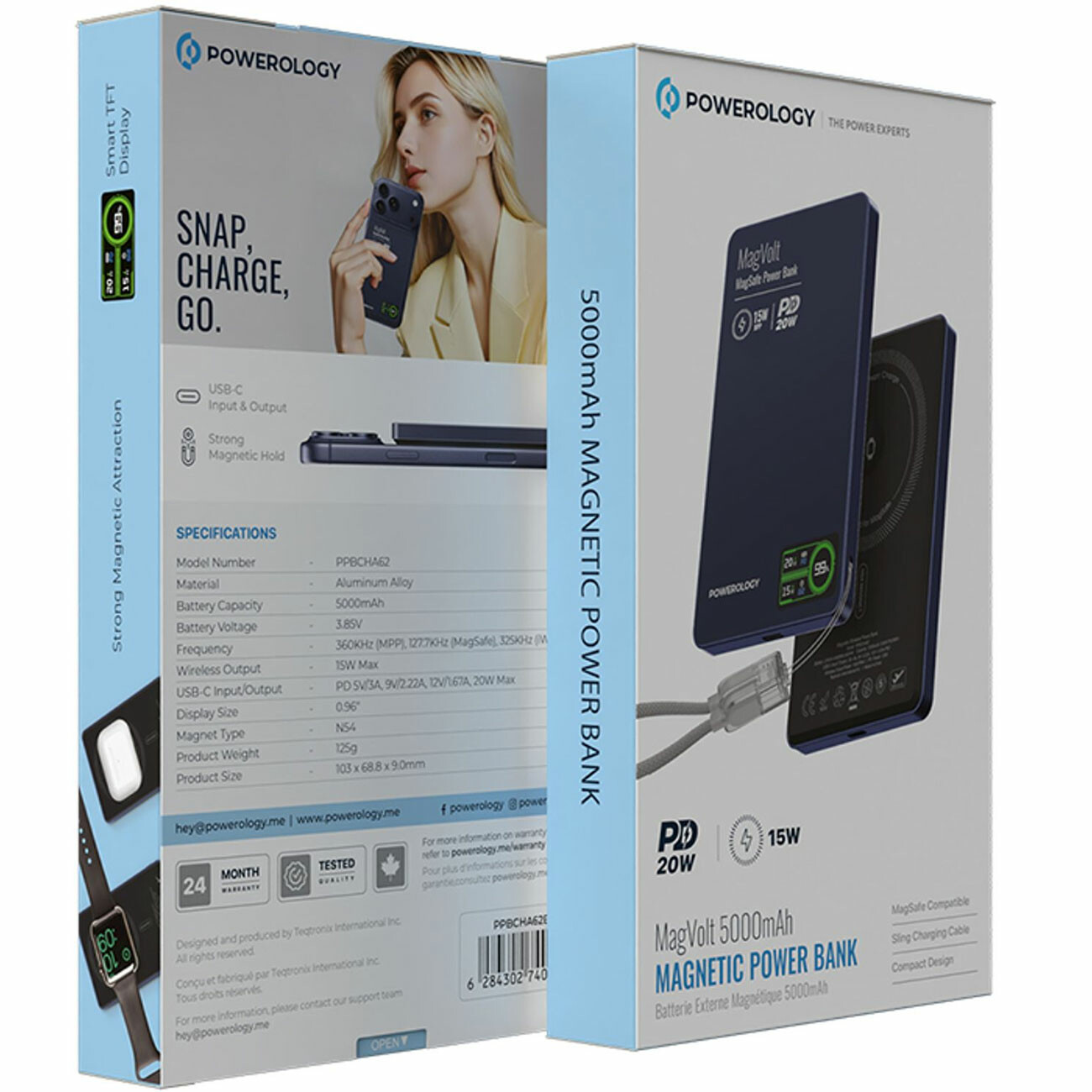 پاوربانک وایرلس مگنتی و تایپ سی پاورولوژی