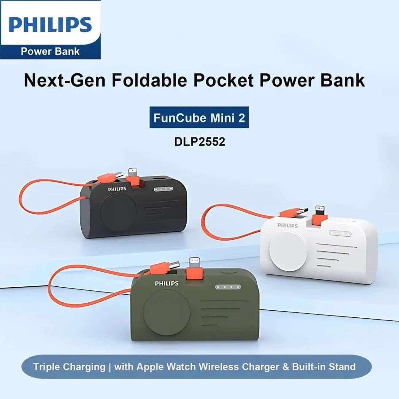 فروش پاوربانک شارژ سریع 5000 فیلیپس با قابلیت شارژ اپل واچ