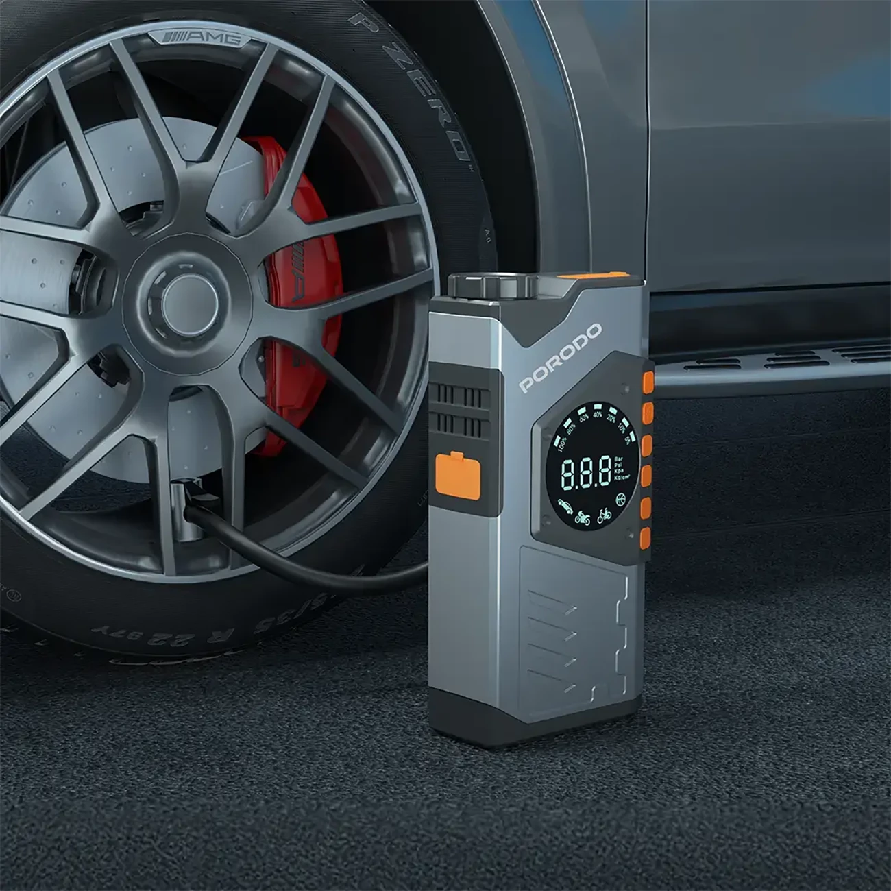 قیمت پمپ‌باد، جامپ‌استارتر، چراغ قوه و پاوربانک قابل حمل پورودو