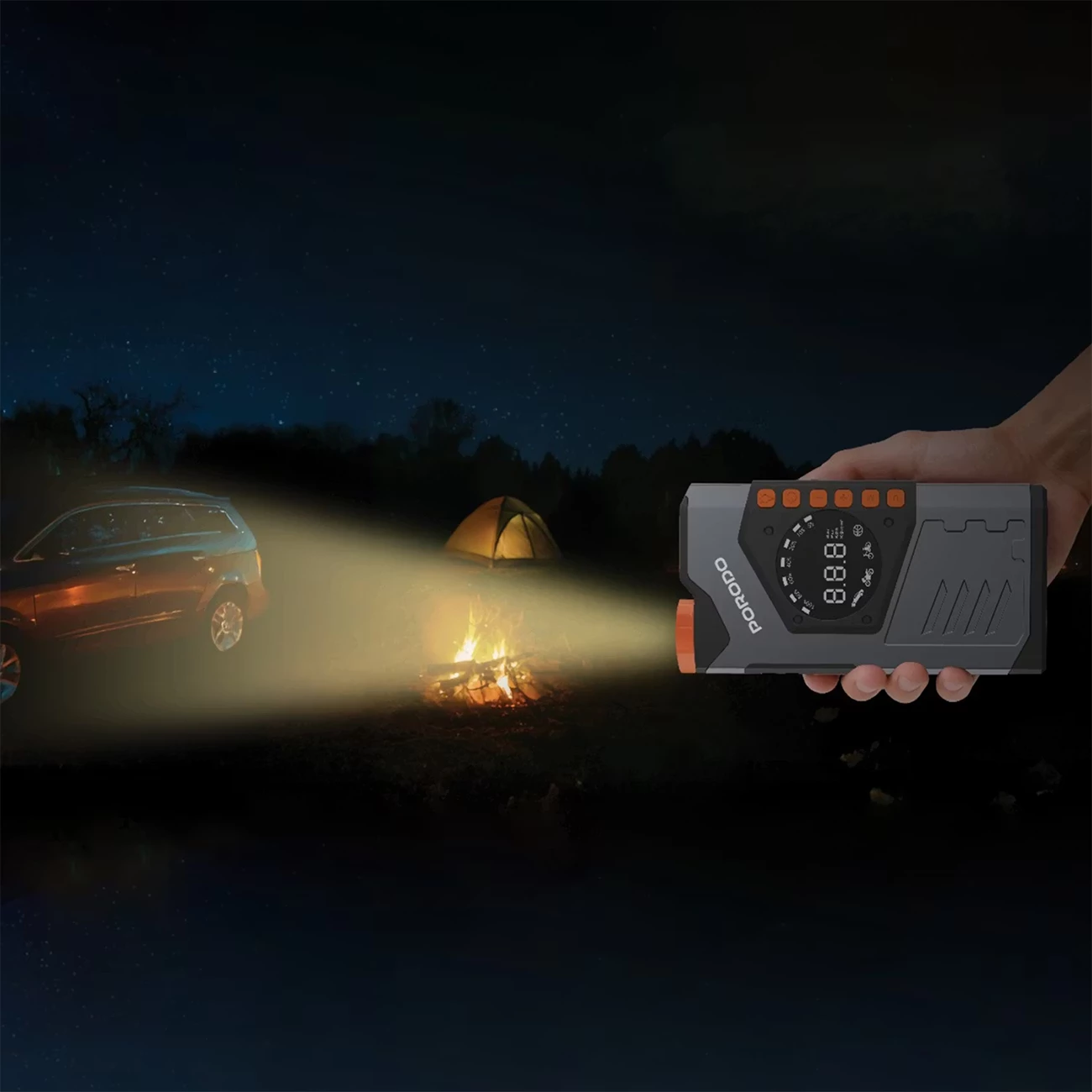 خرید پمپ‌باد، جامپ‌استارتر، چراغ قوه و پاوربانک قابل حمل پورودو