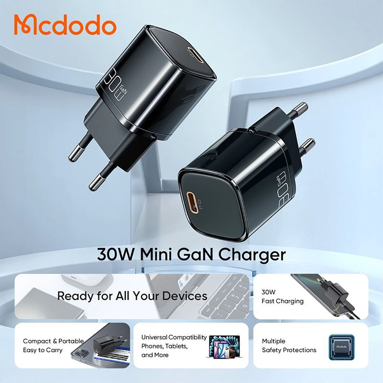 کیفیت شارژر دیواری مینی 30 وات مک دودو