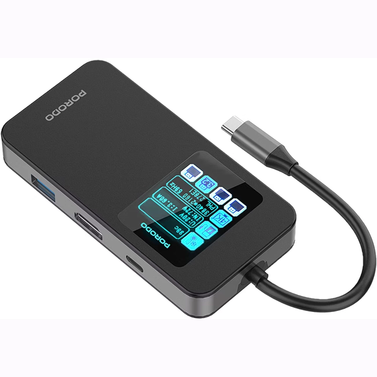 فروش هاب تایپ سی 6 پورت با نمایشگر دیجیتال پرودو