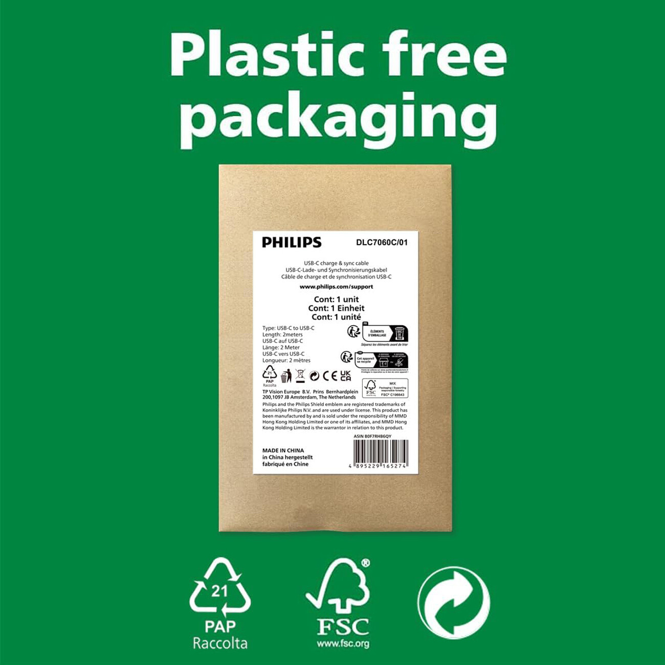 کابل فست شارژ دو سر تایپ سی فیلیپس