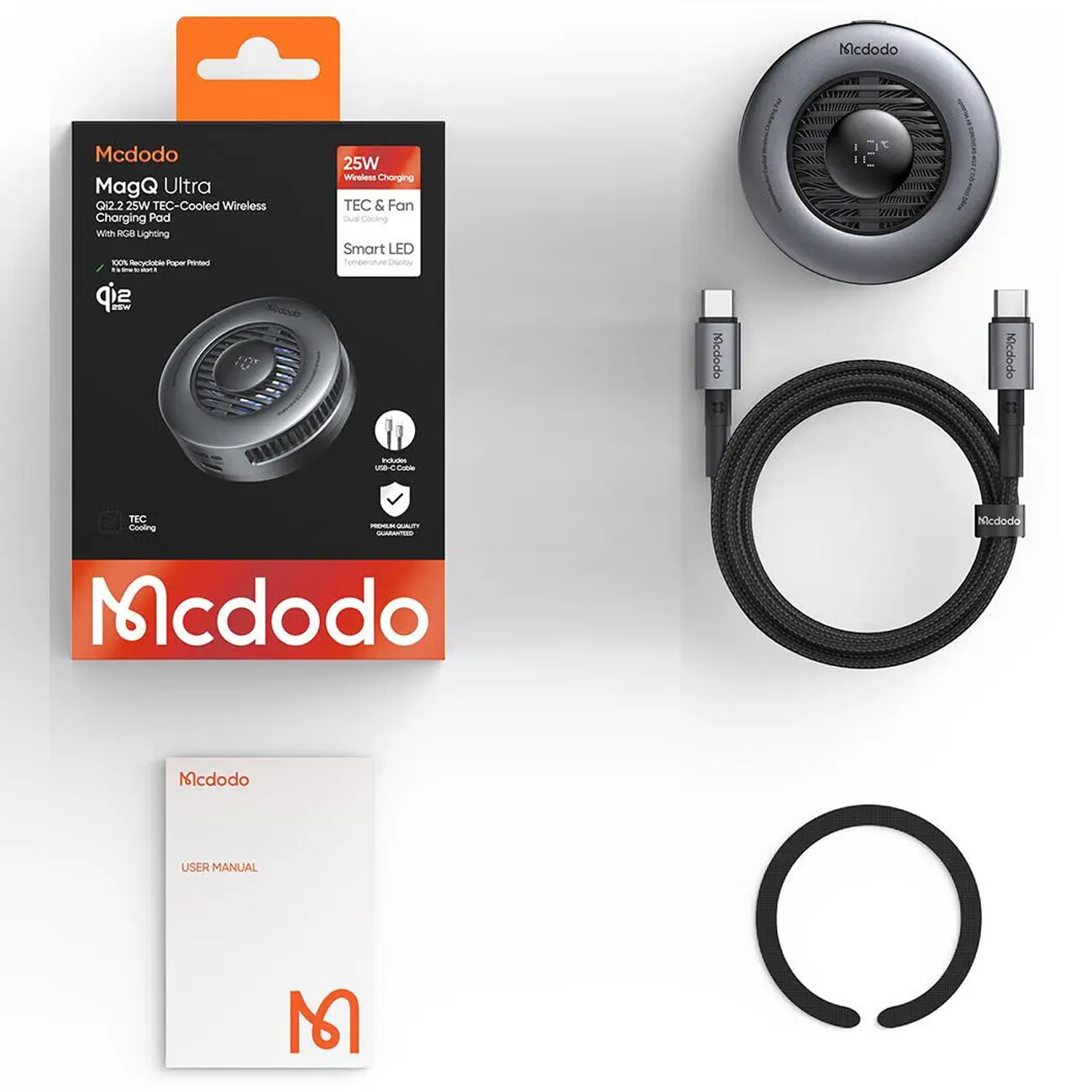 شارژر وایرلس 25 وات و خنک کننده گوشی مک دودو MCDODO مدل CH-8410