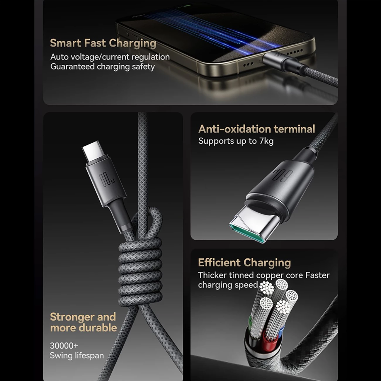 فروش کابل تایپ سی 60 وات جویروم