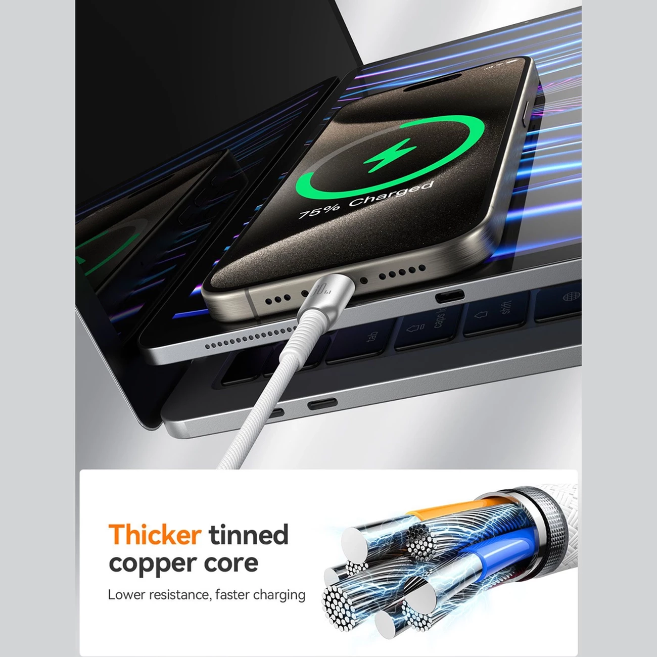 کابل تایپ سی 60 وات جویروم