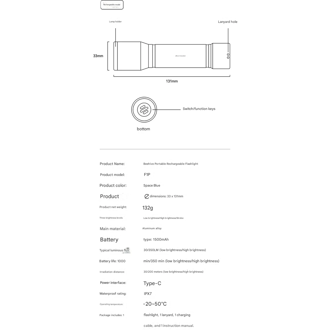 چراغ قوه شارژی بی بست