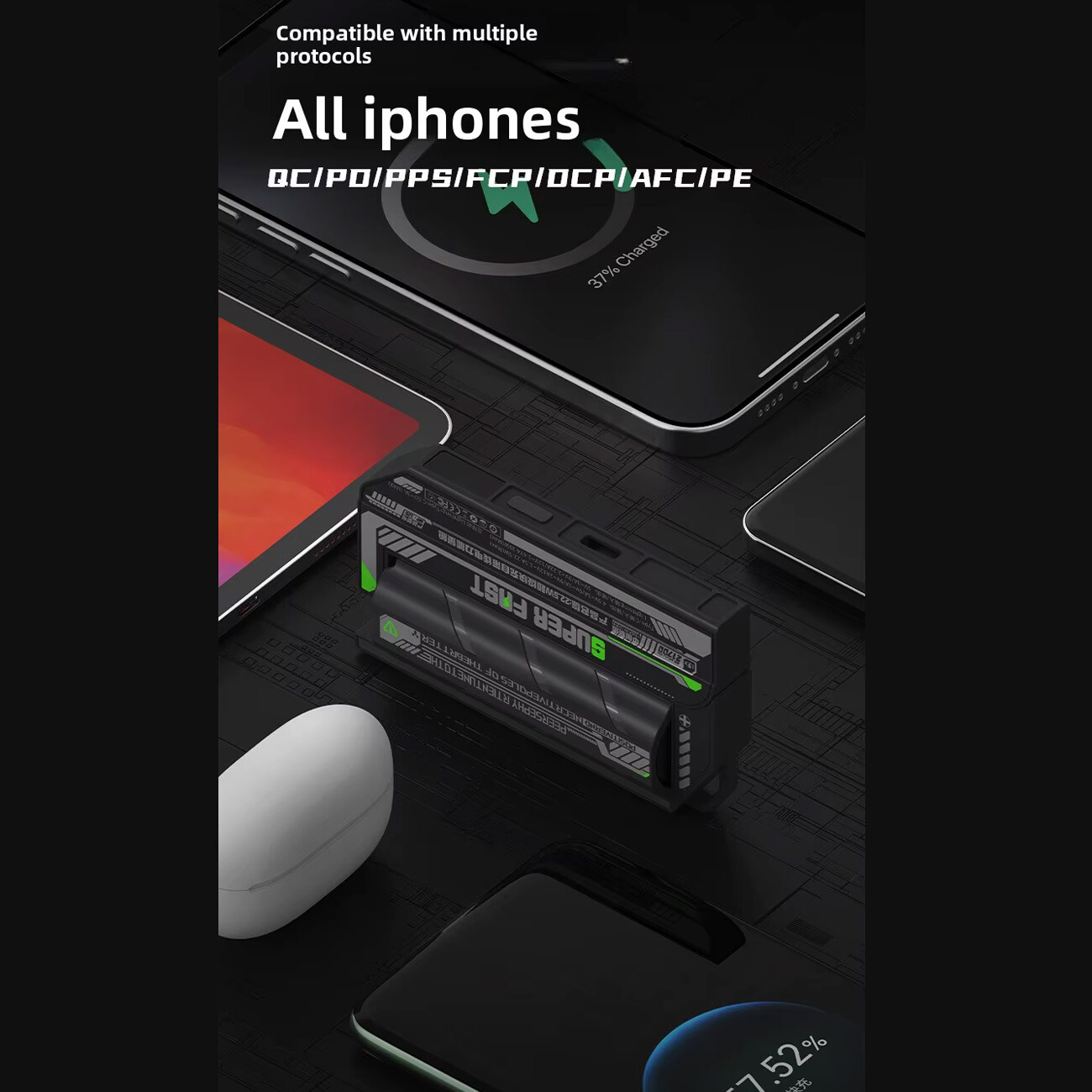 پاور بانک تفنگی 22.5 وات با باتری قابل تعویض 5000 میلی آمپر ساعتی