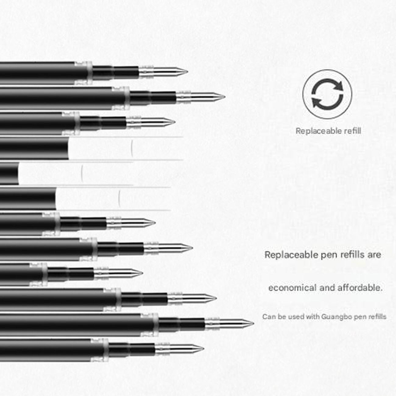 فروش ست 12 تایی قلم ژله ای مشکی گوانگبو