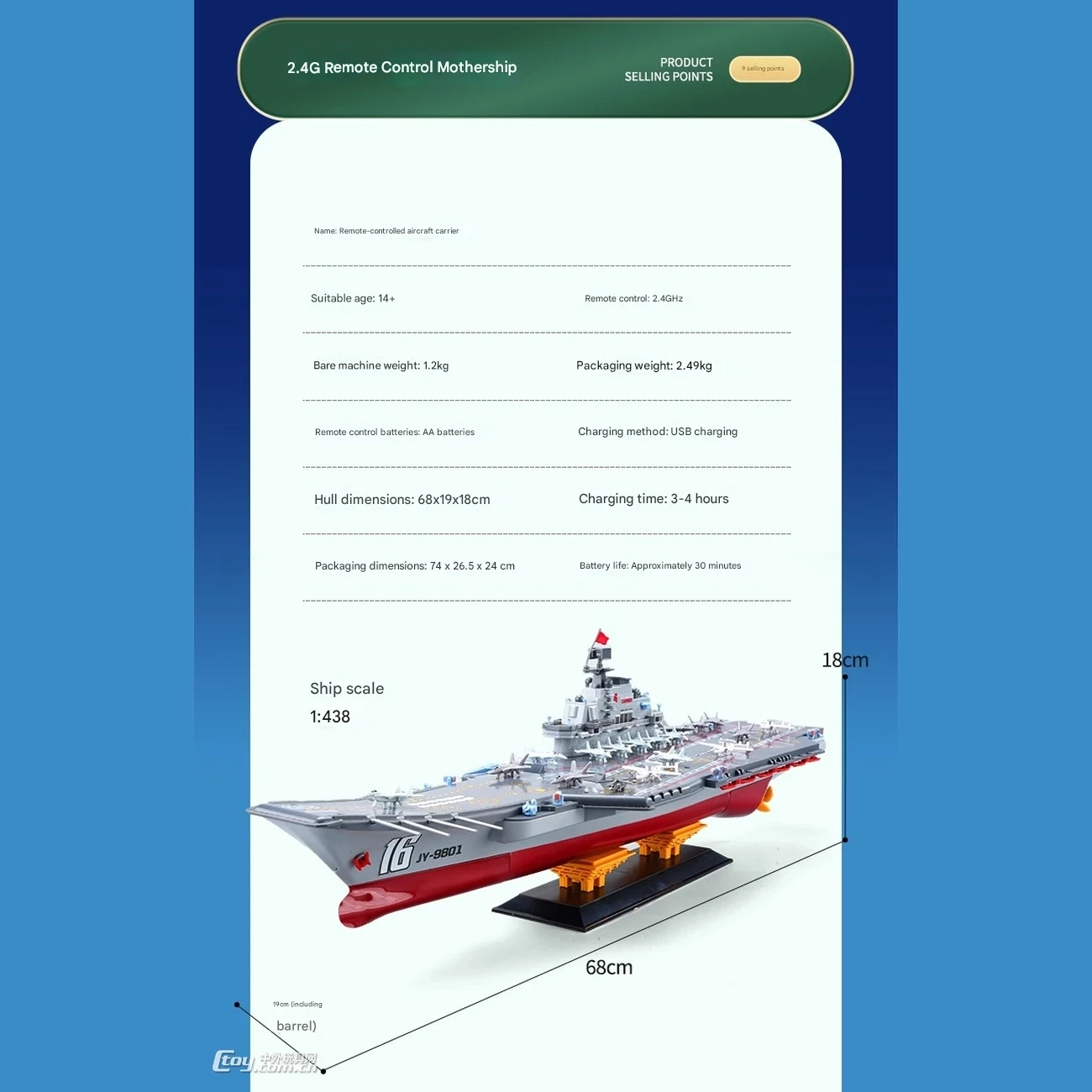 ناو هواپیمابر کنترلی شارژی