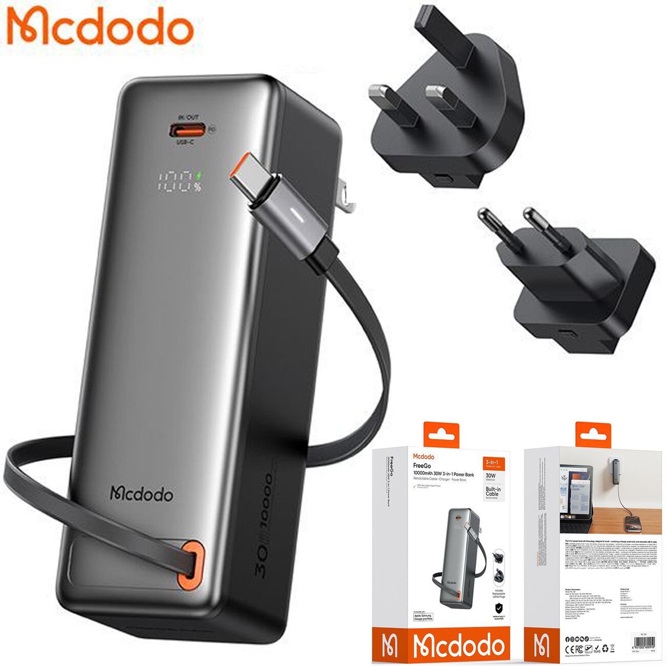 پاوربانک 10000 و شارژر دیواری 20 وات مک دودو MCDODO مدل MC-3181