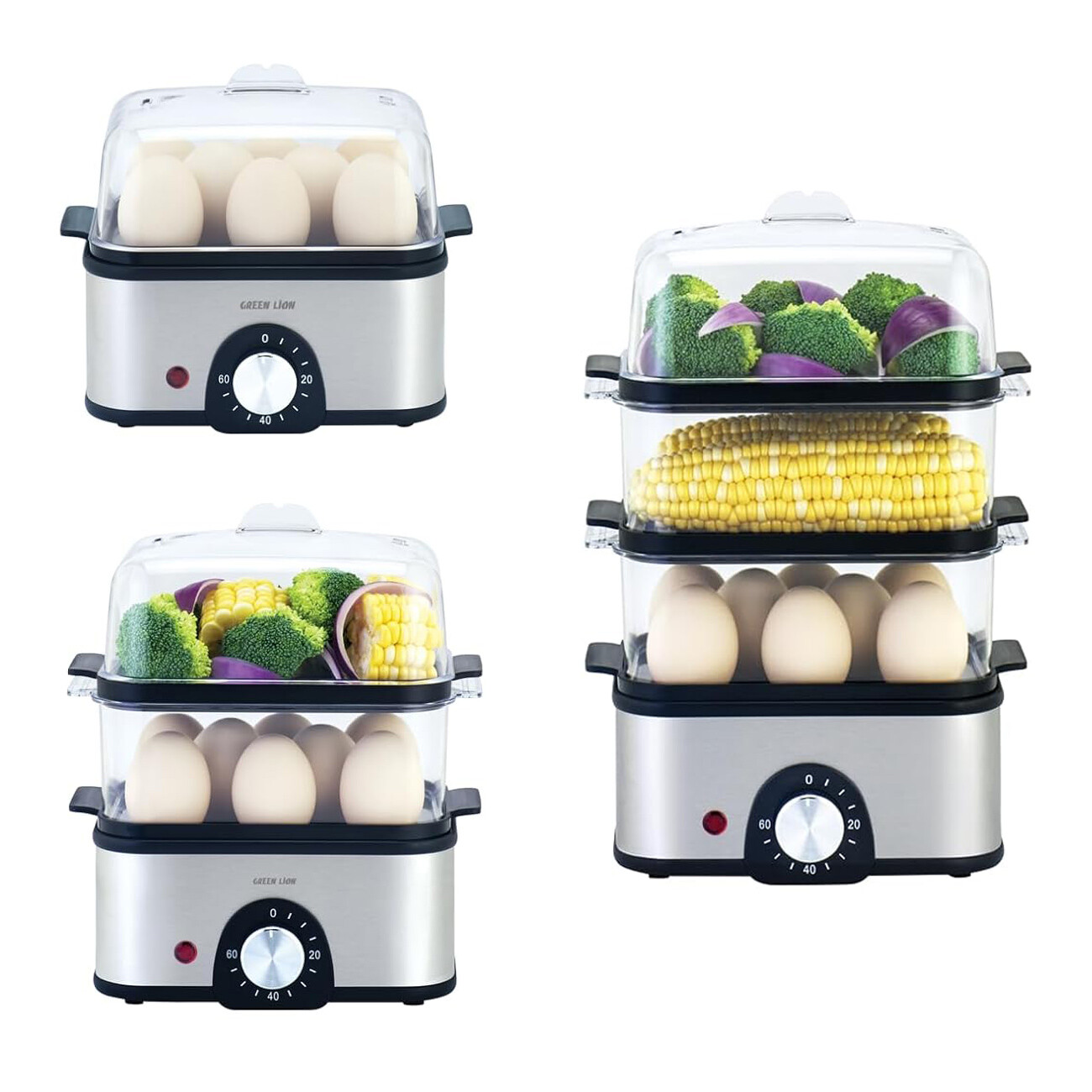 بخارپز و تخم مرغ پز گرین لاین Green Lion مدل GL-EC33 سه طبقه