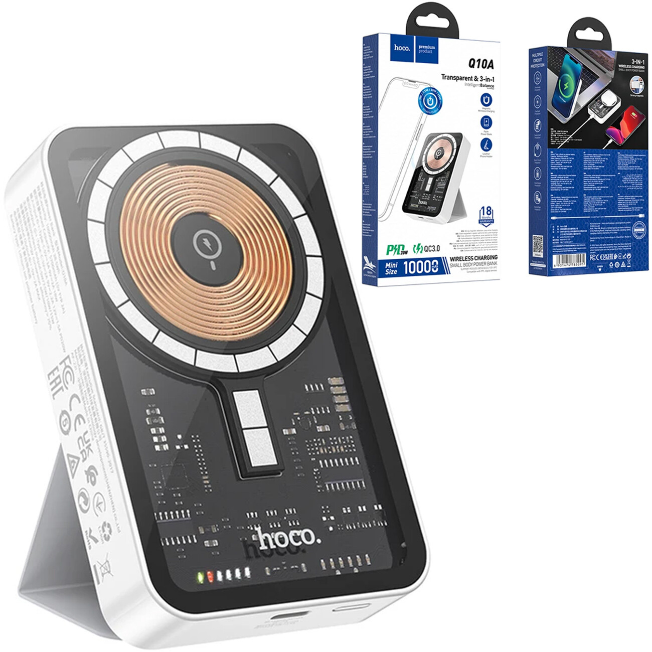 پاوربانک 10000 وایرلس 15 وات و تایپ‌سی 20 وات هوکو Hoco مدل Q10A