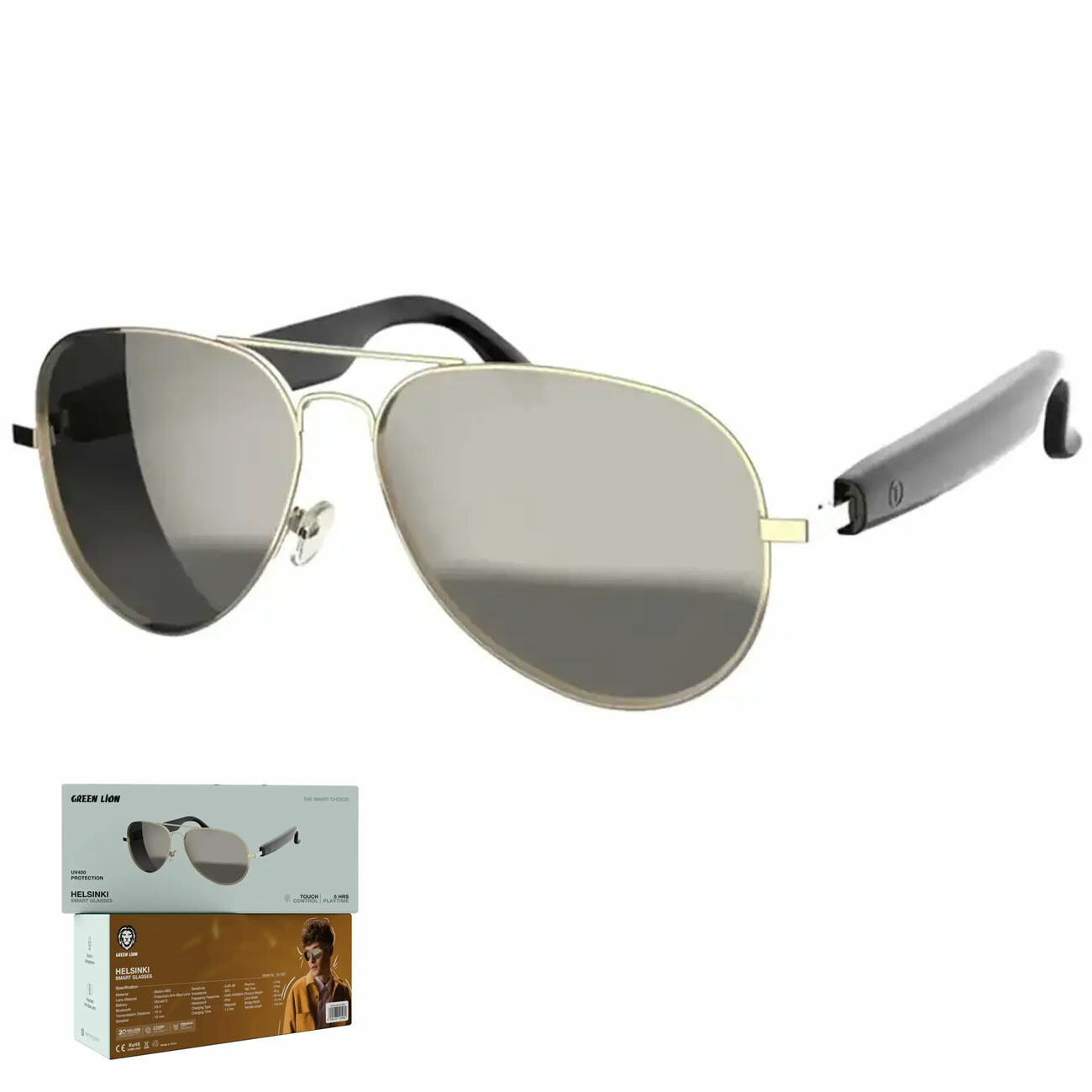 عینک آفتابی هوشمند گرین لاین Green Lion مدل GL-SG7 پوشش UV400