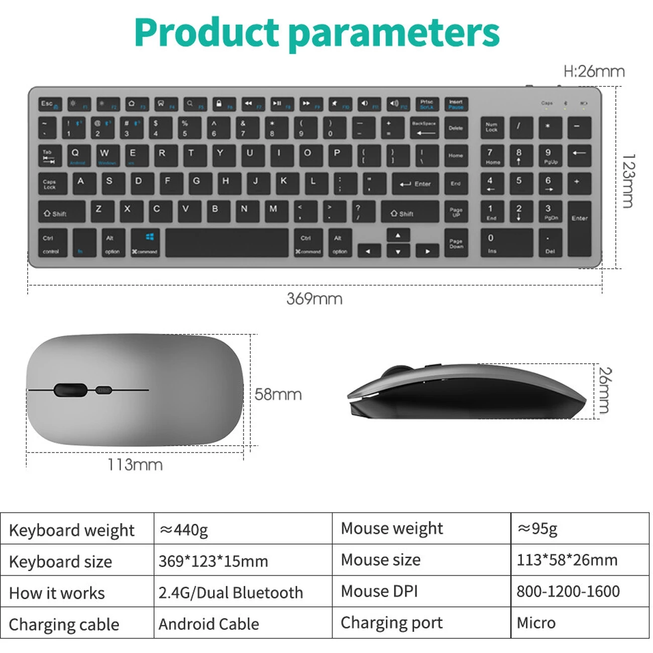 برترین ماوس و کیبورد بی سیم دوحالته شارژی کوتسی
