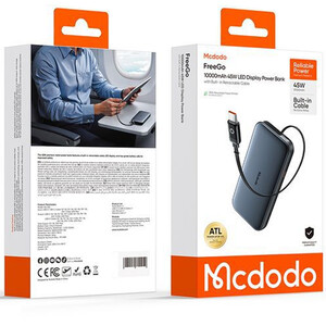 پاور بانک 10000 مک دودو با کابل تایپ سی 45 وات