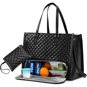 کیف دوشی زنانه و کیف لپ تاپ 15.6 اینچ با کیف پول و محفظه ناهار