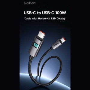 کابل کارپلی سوپر فست شارژ دو سر تایپ سی 100 وات 5 آمپر 1.2 متری مک‌دودو CA-561