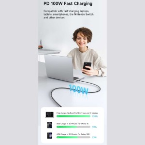 کابل کارپلی سوپر فست شارژ دو سر تایپ سی 100 وات 5 آمپر 1.2 متری مک‌دودو CA-561