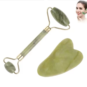 کیفیت ست ممتاز غلتک رز کوارتز صورتی و سنگ ماساژ قلب گوا شا