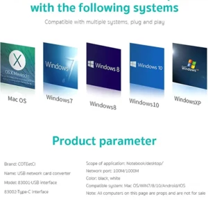 کیفیت تبدیل USB-C به LAN کوتسی