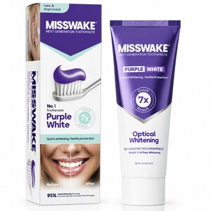 خمیر دندان سفید کننده و ضد زردی میسویک MISSWAKE مدل Purple White حجم 75ml